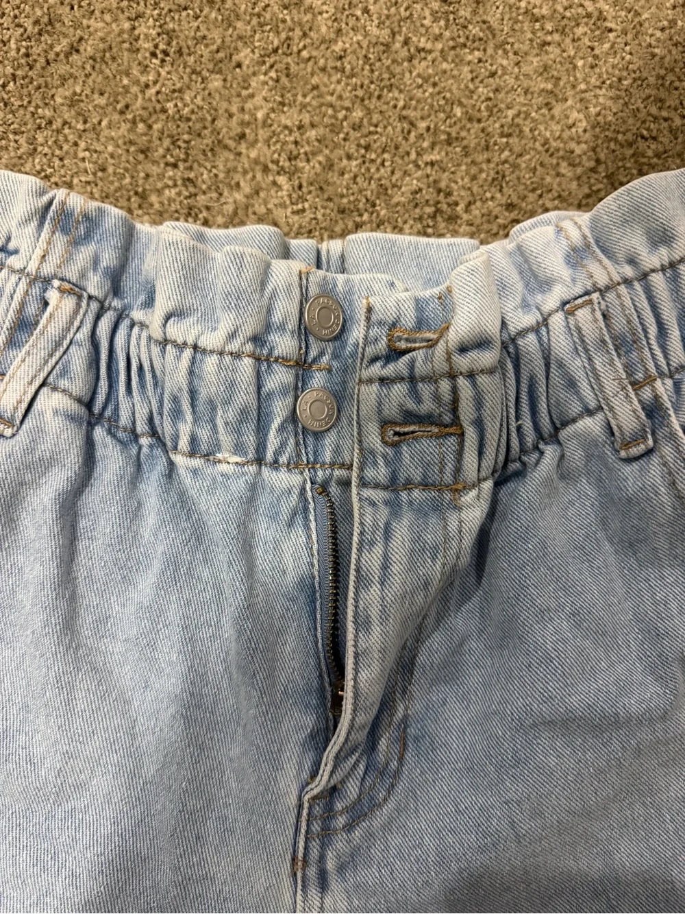 PacSun Light Wash Denim Paperbag Waist Shorts